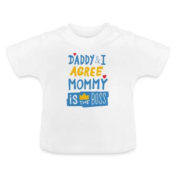 Maman est la patronne. - T-shirt bio col rond Bébé - blanc - Devant