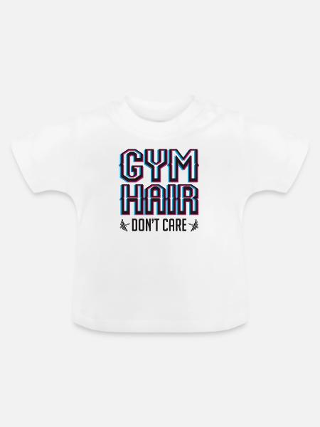 Cadeau de remise en forme drôle pour cheveux fitness - T-shirt bio col rond Bébé - blanc