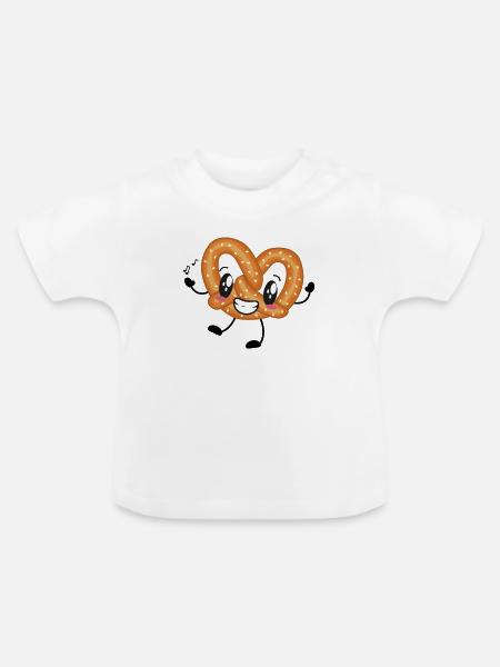 Brezel Laugenbrezel - Baby Bio-T-Shirt mit Rundhals - Weiß