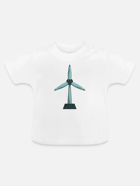 Windrad Windenergie Klimaschutz - Baby Bio-T-Shirt mit Rundhals - Weiß