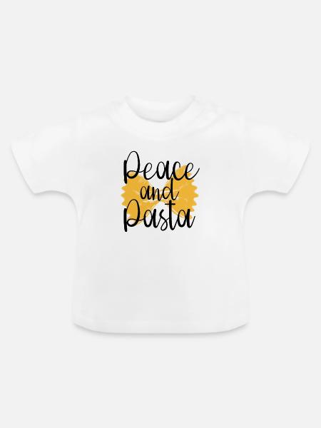 Frieden und Pasta - Baby Bio-T-Shirt mit Rundhals - Weiß
