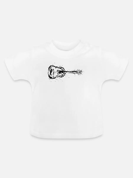 Gitarre - Baby Bio-T-Shirt mit Rundhals - Weiß