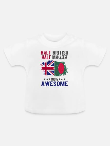 Halb Brite Halb Bangladescher - Baby Bio-T-Shirt mit Rundhals - Weiß