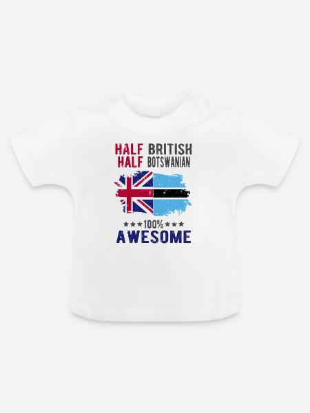 Halb Brite Halb Batswana - Baby Bio-T-Shirt mit Rundhals - Weiß