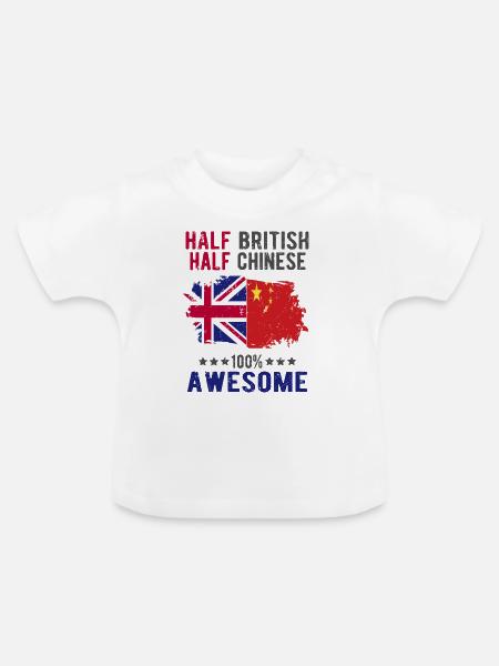 Halb Brite Halb Chinese - Baby Bio-T-Shirt mit Rundhals - Weiß