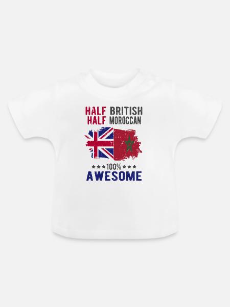 Halb Brite Halb Marokkaner - Baby Bio-T-Shirt mit Rundhals - Weiß