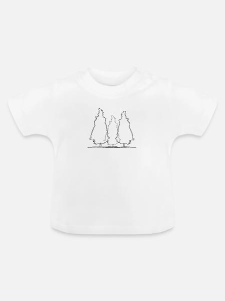Baum Wald Lineart - Baby Bio-T-Shirt mit Rundhals - Weiß