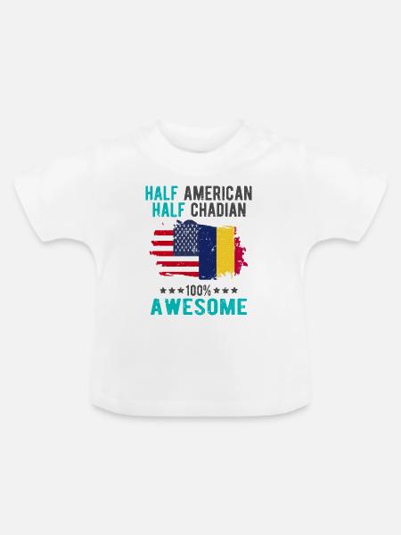 Halb Amerikaner Halb Tschader - Baby Bio-T-Shirt mit Rundhals - Weiß