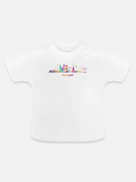 Warschauer Skyline Warschau - Baby Bio-T-Shirt mit Rundhals - Weiß