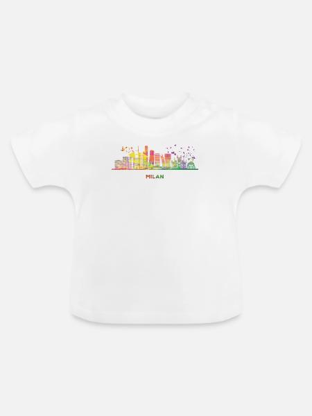Mailänder Skyline Stadtbild Mailand - Baby Bio-T-Shirt mit Rundhals - Weiß