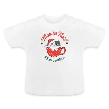 Mon 1er Noël - T-shirt bio col rond Bébé - blanc - Devant