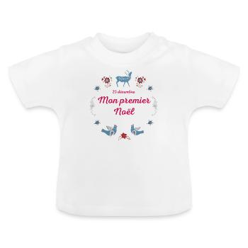 1er Noël de bébé - T-shirt bio col rond Bébé - blanc - Devant