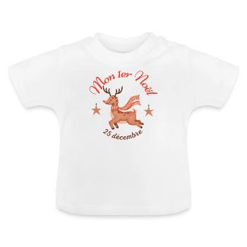 Mon Premier Noël - Rudolph - T-shirt bio col rond Bébé - blanc - Devant