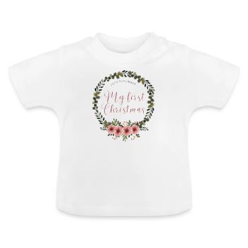 My 1st Christmas - Baby Organic T-Shirt with Round Neck - white - Front