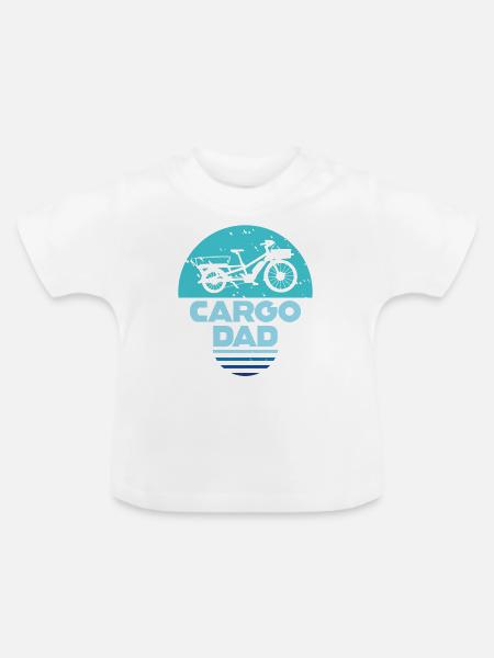 Cargo Dad Lastenrad Cargobike - Baby Bio-T-Shirt mit Rundhals - Weiß