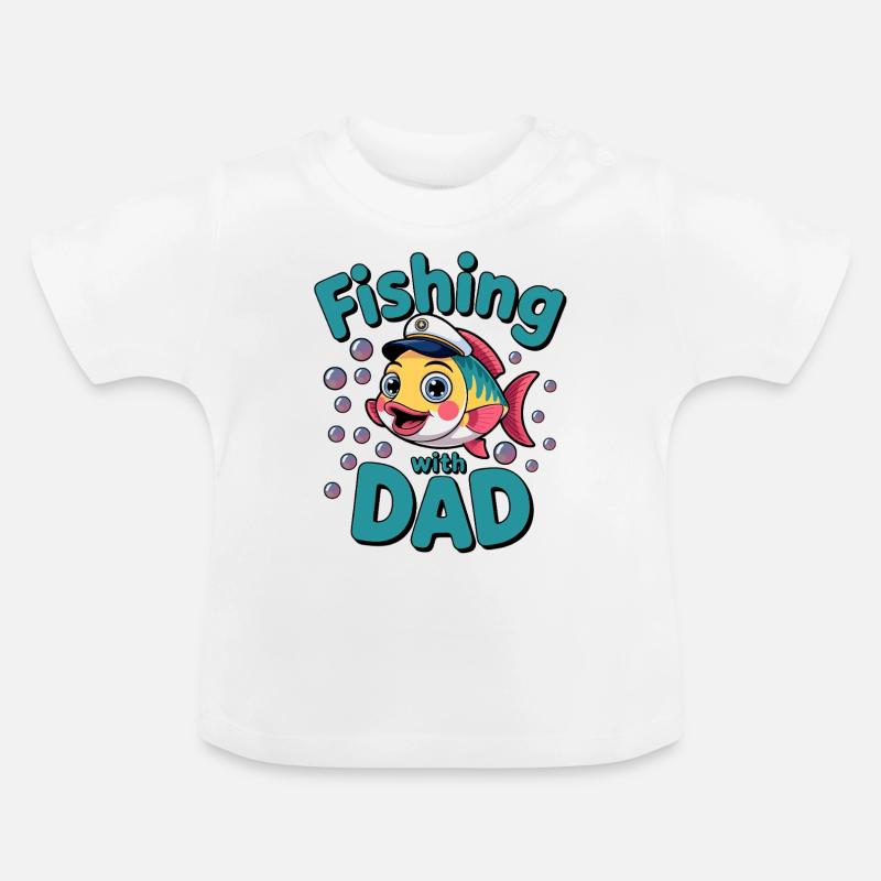 Pêche Pêche avec papa - T-shirt bio col rond Bébé - blanc