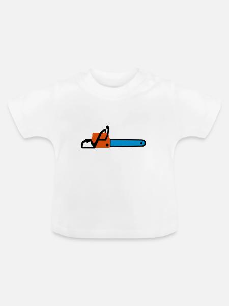 Kettensäge - Baby Bio-T-Shirt mit Rundhals - Weiß