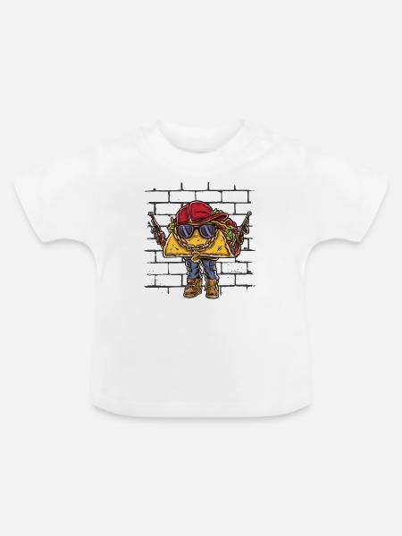 Lustiger Taco-gangster-stil - Baby Bio-T-Shirt mit Rundhals - Weiß