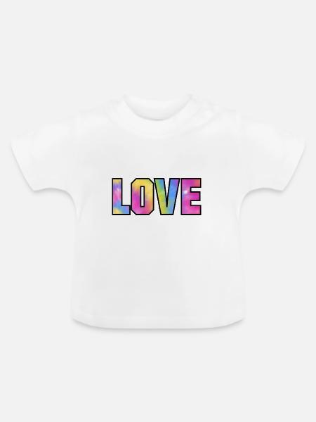 Tie Dye Love - Baby Bio-T-Shirt mit Rundhals - Weiß