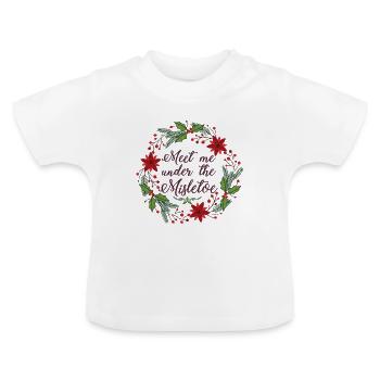 Idée cadeau gui cadeau de Noël - T-shirt bio col rond Bébé - blanc - Devant