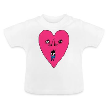Herz Grimasse - Hässliches Herzgesicht - Baby Bio-T-Shirt mit Rundhals - Weiß - Vorne