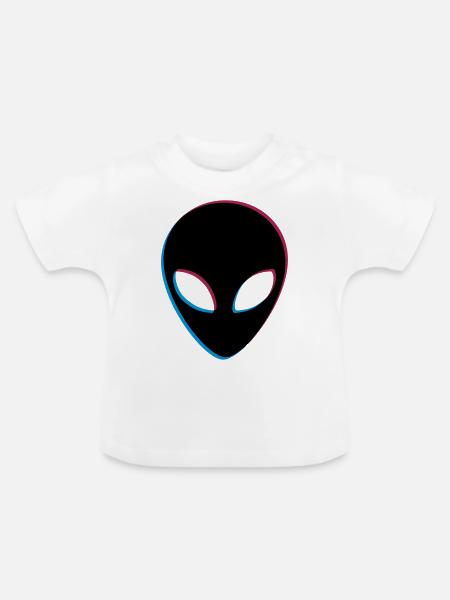 Alien 3D Effekt - Baby Bio-T-Shirt mit Rundhals - Weiß