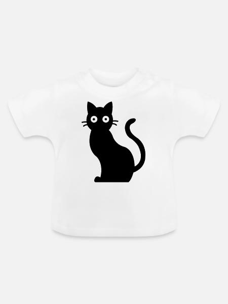 Cat Schwarzer Kater - Baby Bio-T-Shirt mit Rundhals - Weiß