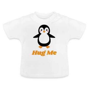 Hug Me - Niedlicher Pinguin - Baby Bio-T-Shirt mit Rundhals - Weiß - Vorne
