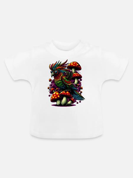 Bunter Papagei - Baby Bio-T-Shirt mit Rundhals - Weiß