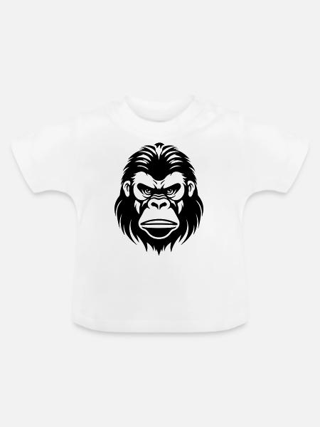 Gorilla Kopf - Baby Bio-T-Shirt mit Rundhals - Weiß