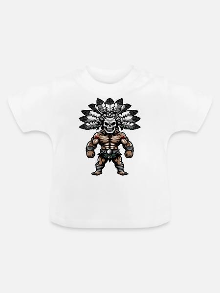 atztek skull - Baby Bio-T-Shirt mit Rundhals - Weiß