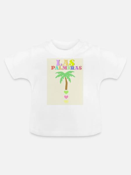 Pastellfarbene Palme - Baby Bio-T-Shirt mit Rundhals - Weiß