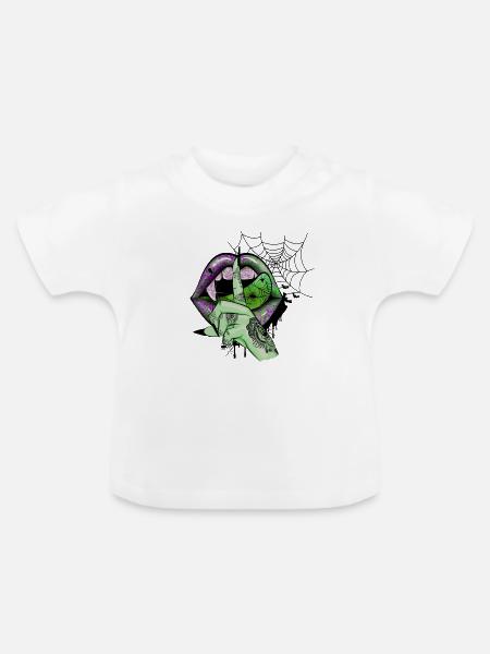 Green Vampire lips - Baby Bio-T-Shirt mit Rundhals - Weiß