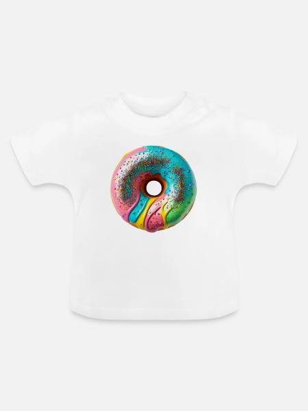 Bunte Donut Vibes - Baby Bio-T-Shirt mit Rundhals - Weiß