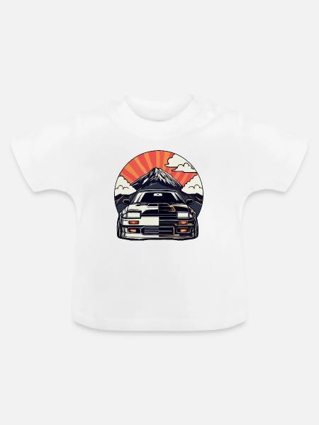 JDM-Auto Japanische Retro-Autorenn-Drift-Legende - Baby Bio-T-Shirt mit Rundhals - Weiß