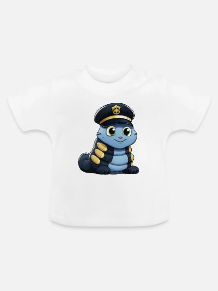 Polizei Raupe - Baby Bio-T-Shirt mit Rundhals - Weiß