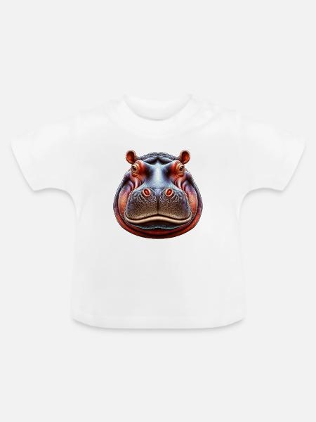 Nilpferd - Baby Bio-T-Shirt mit Rundhals - Weiß