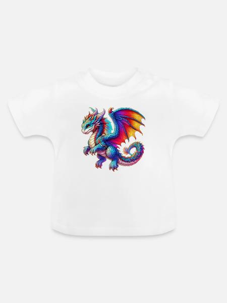 Drache - Baby Bio-T-Shirt mit Rundhals - Weiß