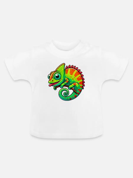 Chamäleon - Baby Bio-T-Shirt mit Rundhals - Weiß