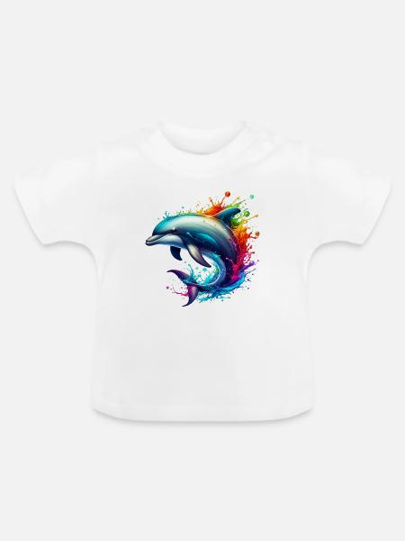 Delfin - Baby Bio-T-Shirt mit Rundhals - Weiß