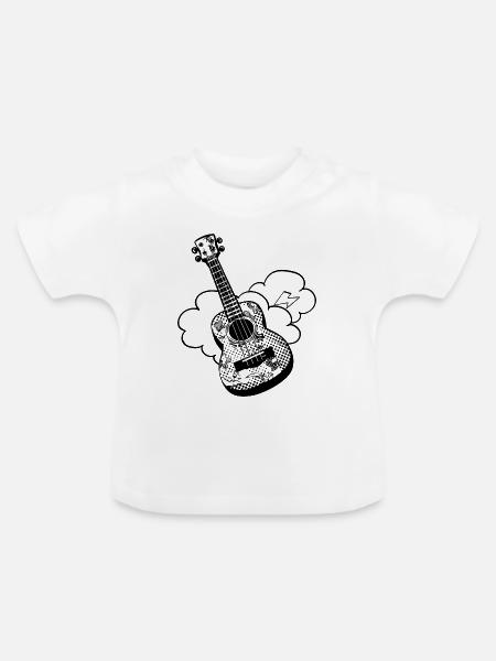 Ukulele Cartoon - Baby Bio-T-Shirt mit Rundhals - Weiß