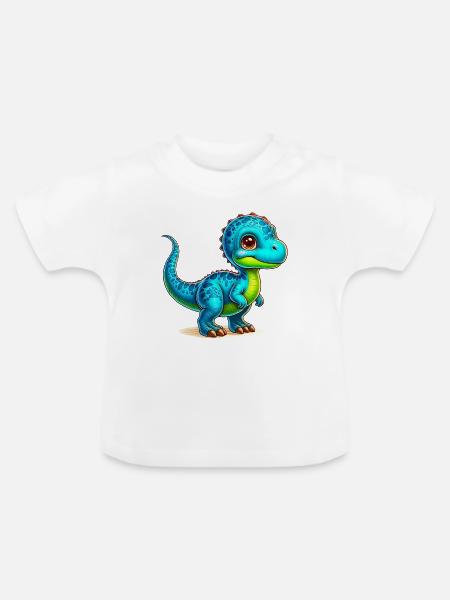 Dinosaurier - Baby Bio-T-Shirt mit Rundhals - Weiß