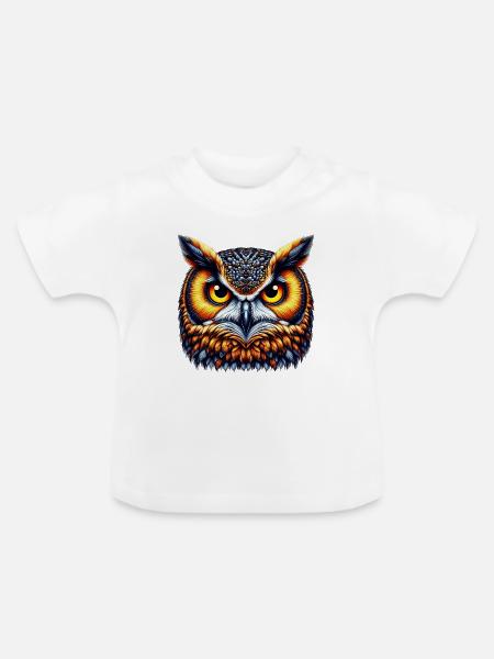 Eule - Baby Bio-T-Shirt mit Rundhals - Weiß