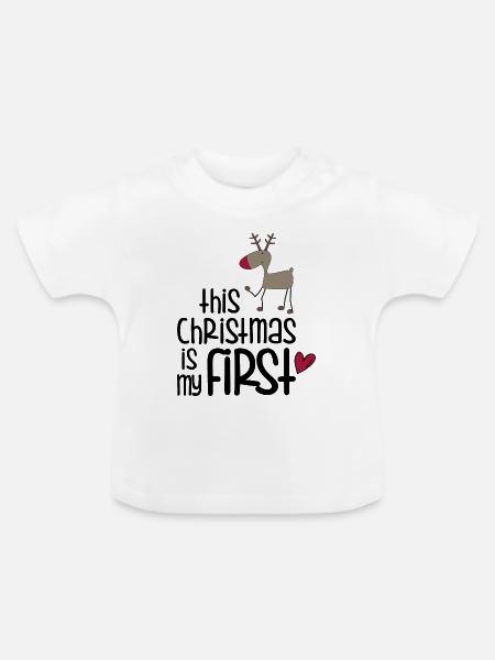 First Christmas - Baby Bio-T-Shirt mit Rundhals - Weiß