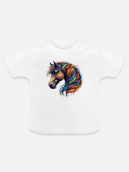 Pferd - Baby Bio-T-Shirt mit Rundhals - Weiß