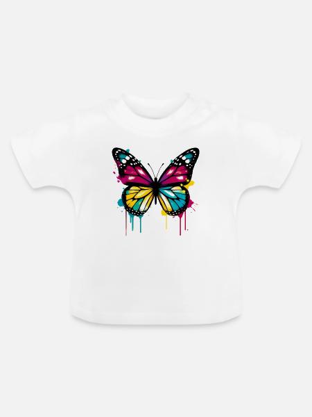 Schmetterling - Baby Bio-T-Shirt mit Rundhals - Weiß