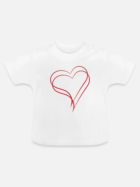 Zwei Herzen - Baby Bio-T-Shirt mit Rundhals - Weiß