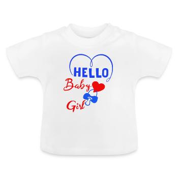 Hello Baby Girl - Baby Bio-T-Shirt mit Rundhals - Weiß - Vorne