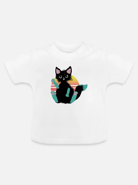 kritzelkatze Klecks, sagt Hi - Baby Bio-T-Shirt mit Rundhals - Weiß