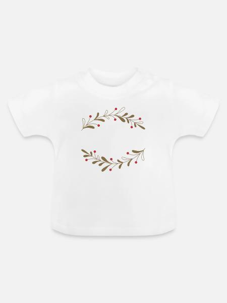 Filigraner Herbstlaubkranz - Baby Bio-T-Shirt mit Rundhals - Weiß